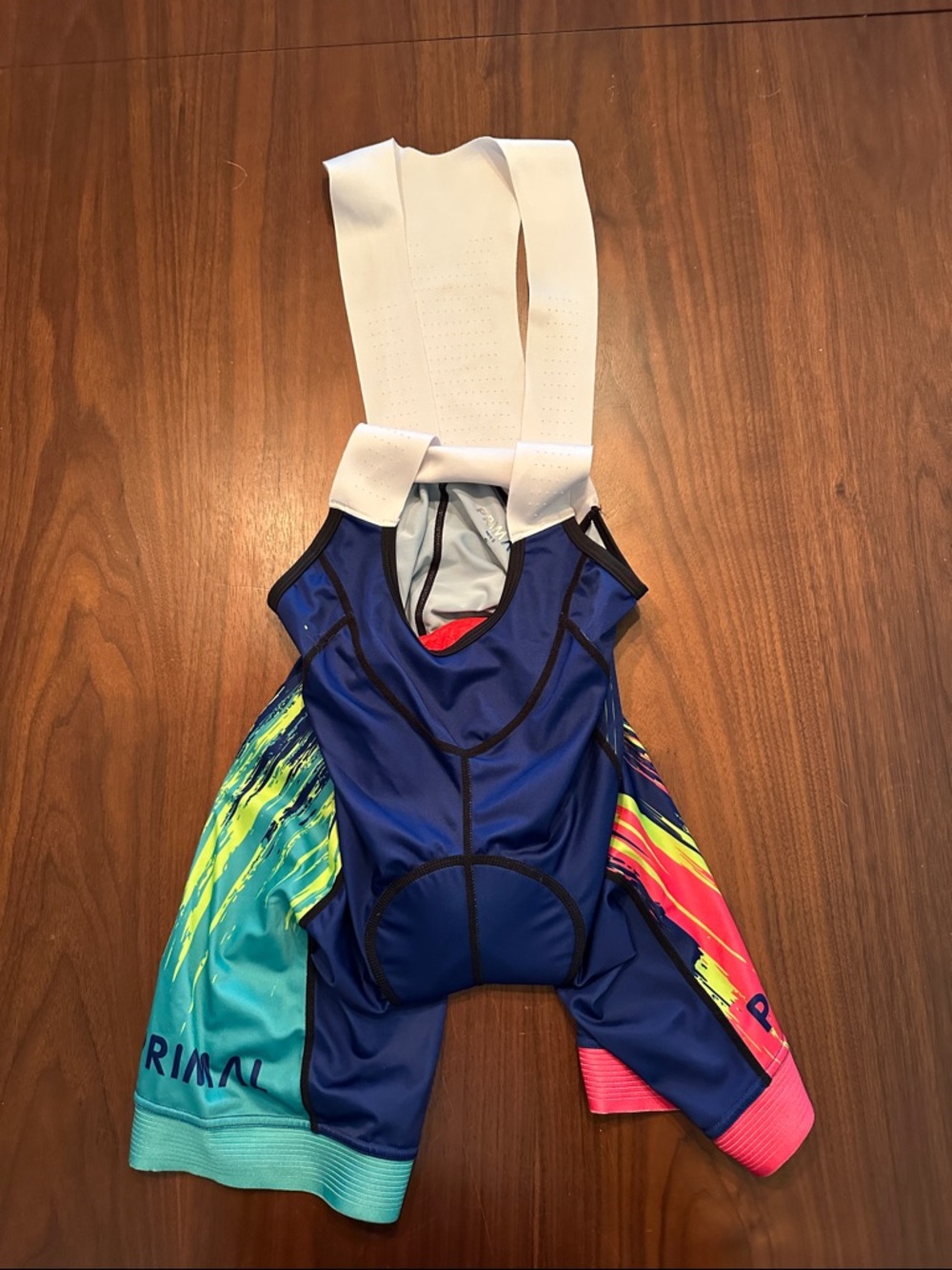 Men's Primal Blue Cycling Bib Shorts with Multicolor Panels